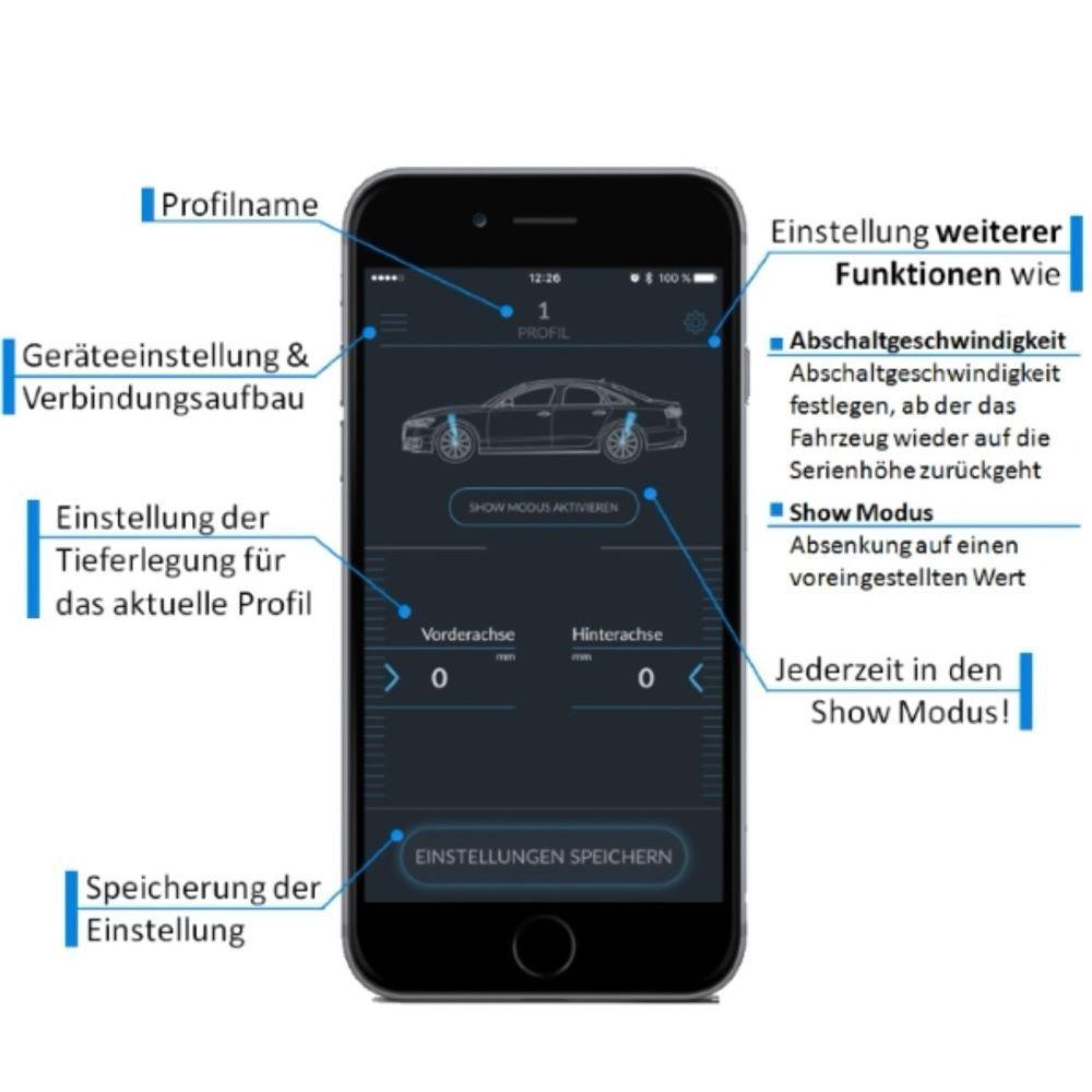 Tieferlegungsmodul für Audi A8 S8 4N inkl. APP-Steuerung